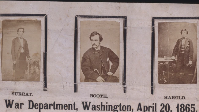 Three carte de visite portraits labeled with names and dated April 20, 1865