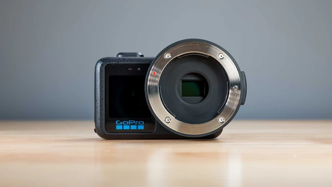 GoPro Hero 11 action camera with interchangeable lens mount displayed front-facing