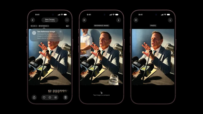 Screenshot showing mobile interface for reference image and photo comparison during editing