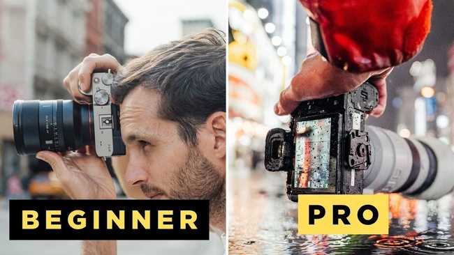 Side-by-side comparison of beginner and professional camera handling techniques