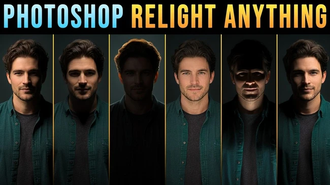 Six portrait variations of the same man with different lighting and exposure treatments