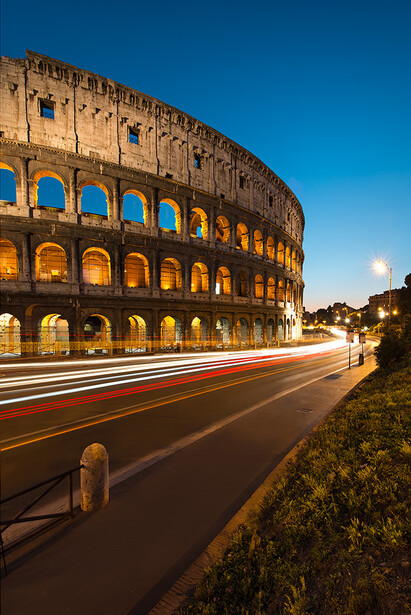 Colosseum Light Trails by Michael Woloszynowicz