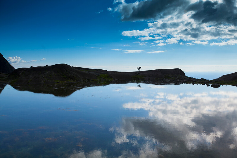 danny macaskill nose wheelie reflection photo
