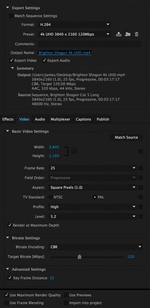 Vimeo 4K Upload Settings