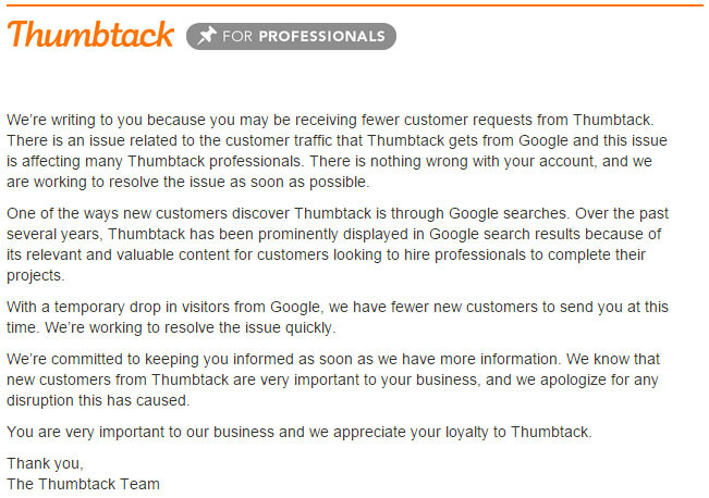 Thumbtack Letter Google Decline