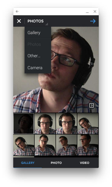 instagram on computer upload