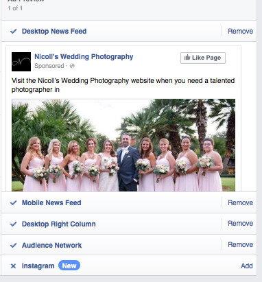 Nicoll's Wedding Photography Instagram Ads Through Facebook