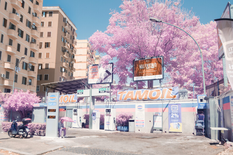 city life in rome in infrared
