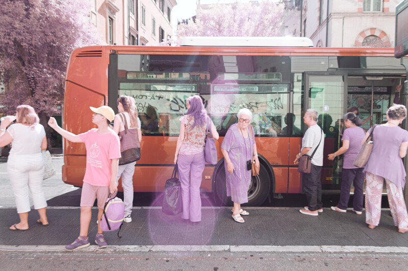 Busy streets of rome in infrared