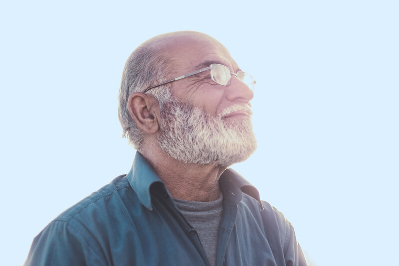 man glasses smile