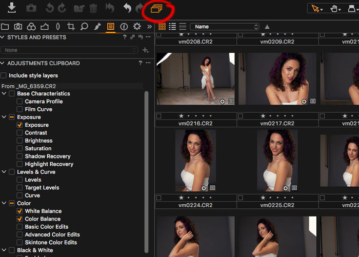 Copying image adjustments