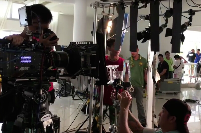 Flashing with small video lights in front of the lens.