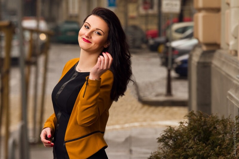 Smiling girl in the city