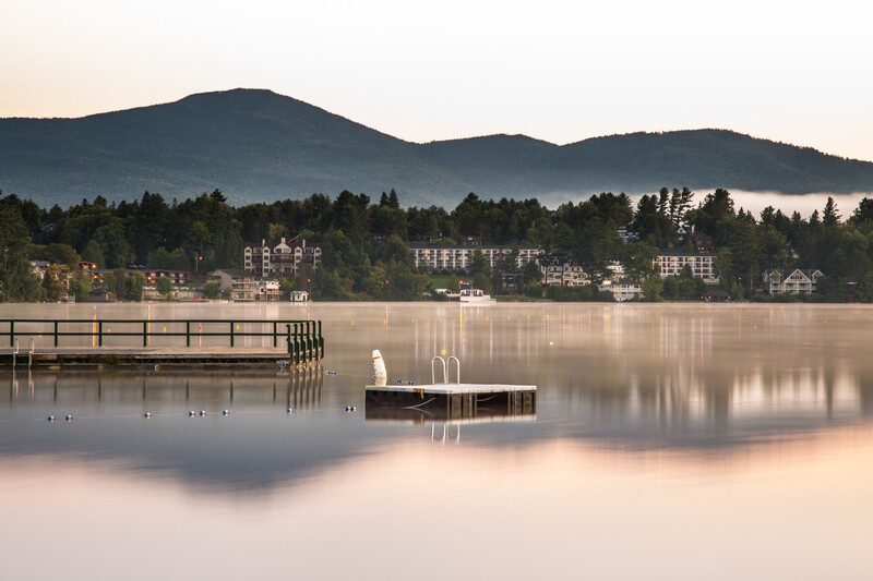 minimal dock mountain reflection