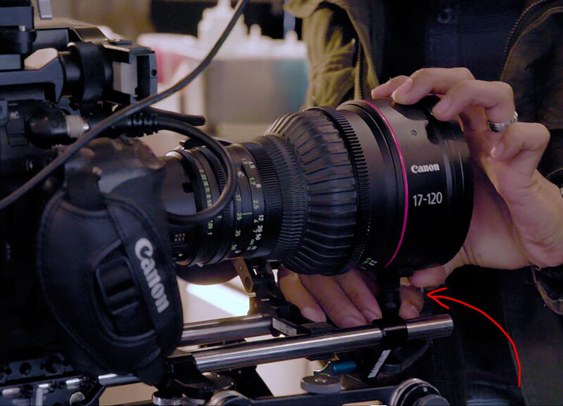 Canon C200 with a long lens having a support
