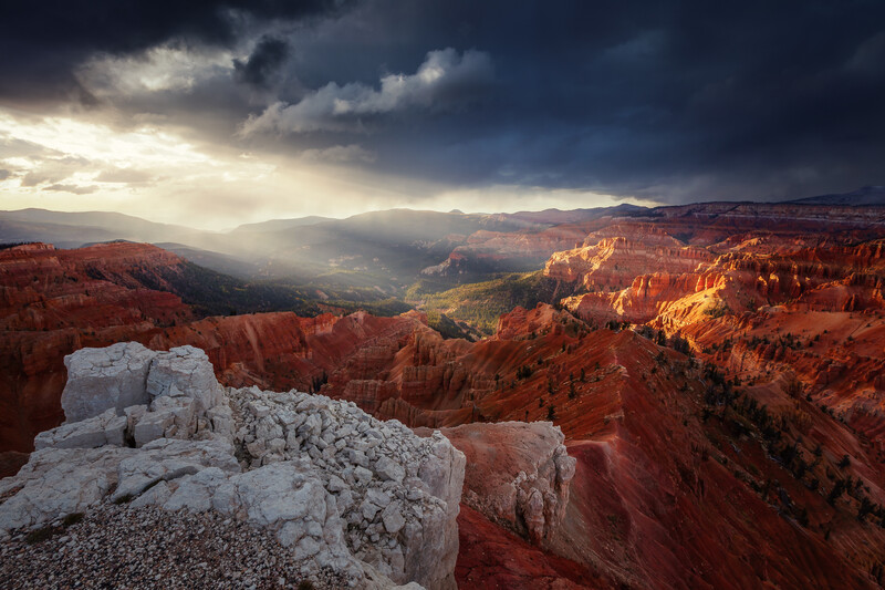 sunset storm shot of cedar breaks in southern utah