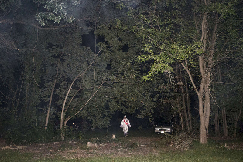 A member of the KKK after a cross lighting/burning in Maryland. (Peter van Agtmael/Magnum Photos)