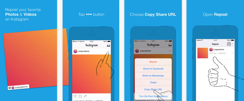 One of the many repost apps available for use on mobile phones and tablets.