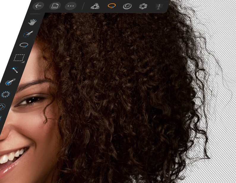 Affinity Photo iPad Flash Sale 50% off. Select single strands of hair.