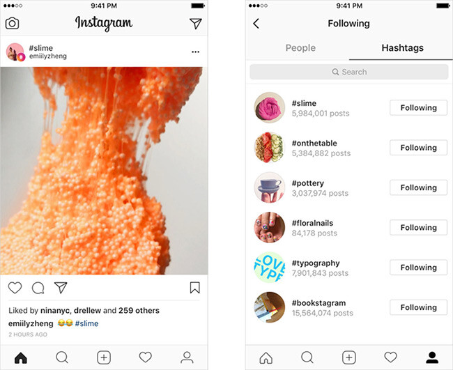 Instagram hashtag follow