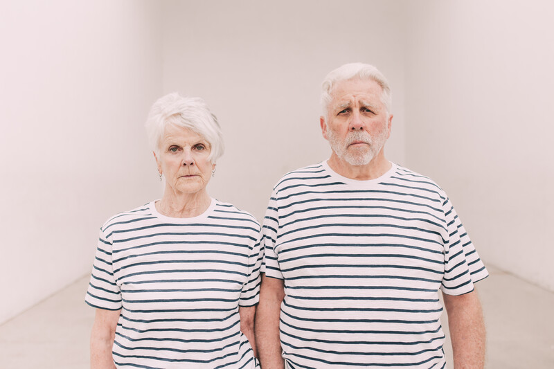 An elderly couple.