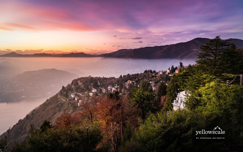 A sea of fog from the hill town of Brunate, overlooking Lago di Como in northern Italy.