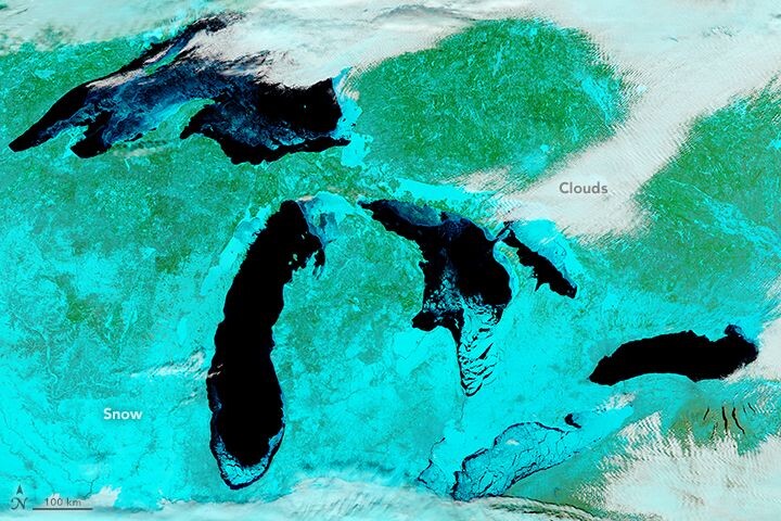 An Icy Lake Erie from Space