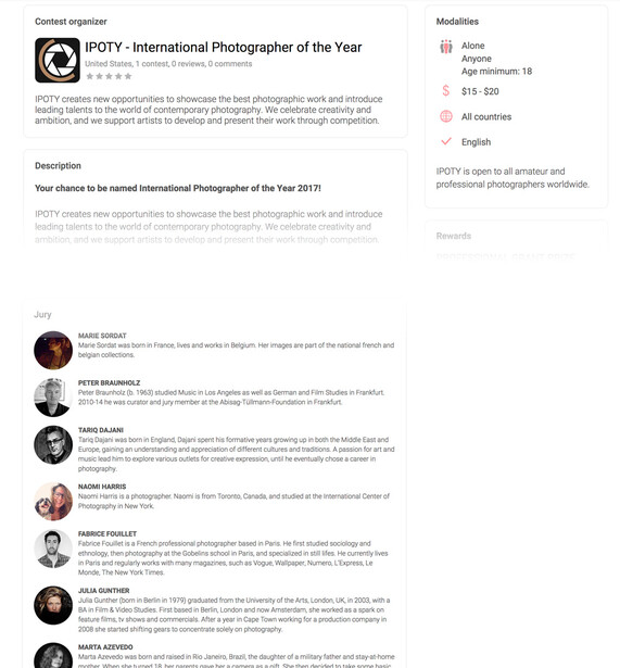 IPOTY - International Photographer of the Year 2017 listing