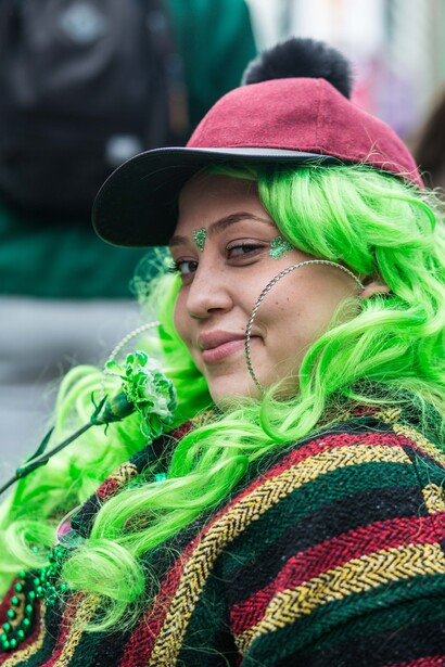 Portrait of a female tourist in Times Square