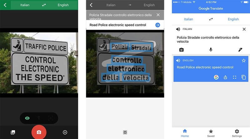 Google Translate with the camera, previously Word Lens