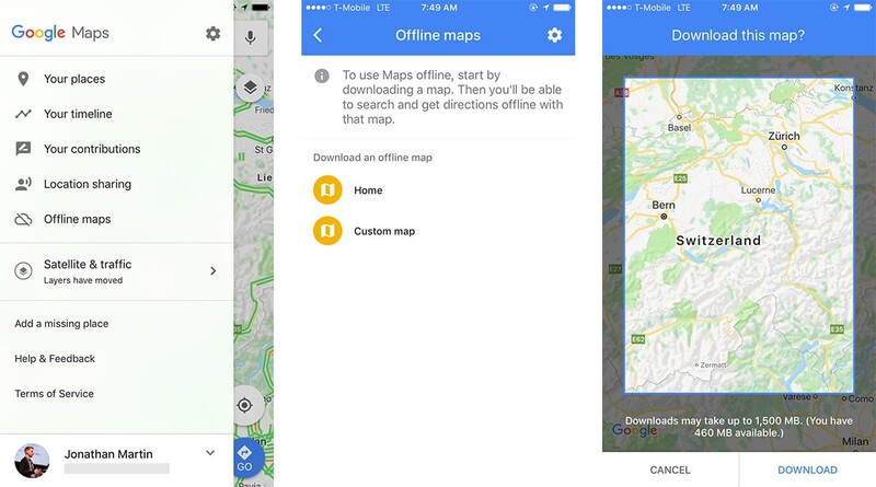 Downloading offline maps in Google Maps