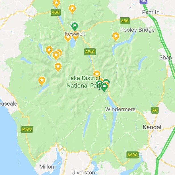 Lake District in Google Maps Hybrid View