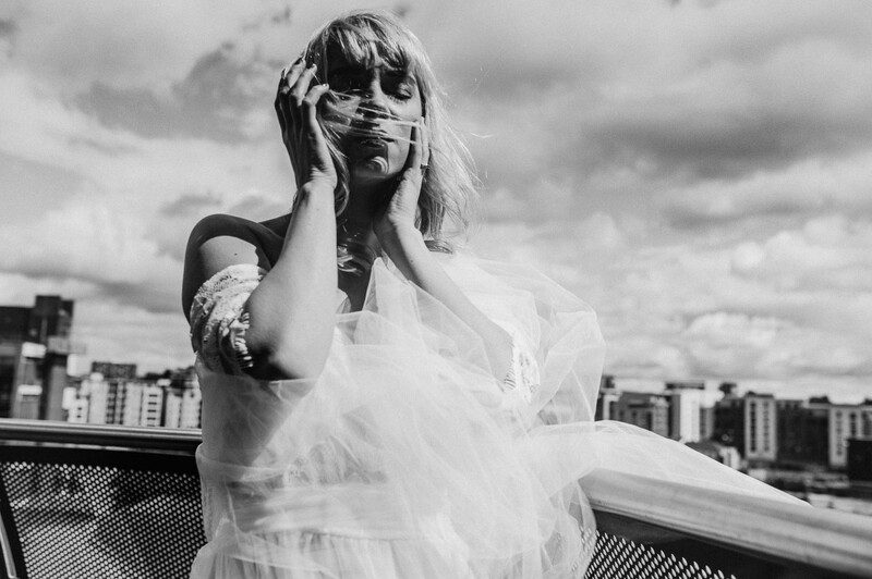 Bride on a rooftop