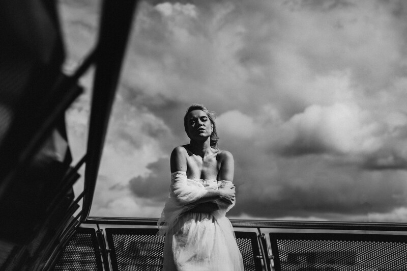 Bride on a rooftop