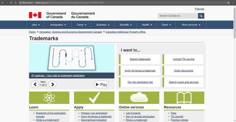 Screenshot of CIPO's website