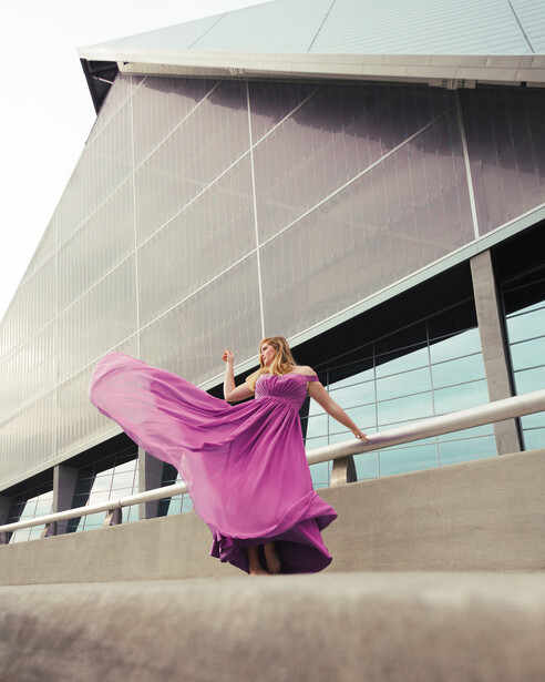 Girl in a purple dress