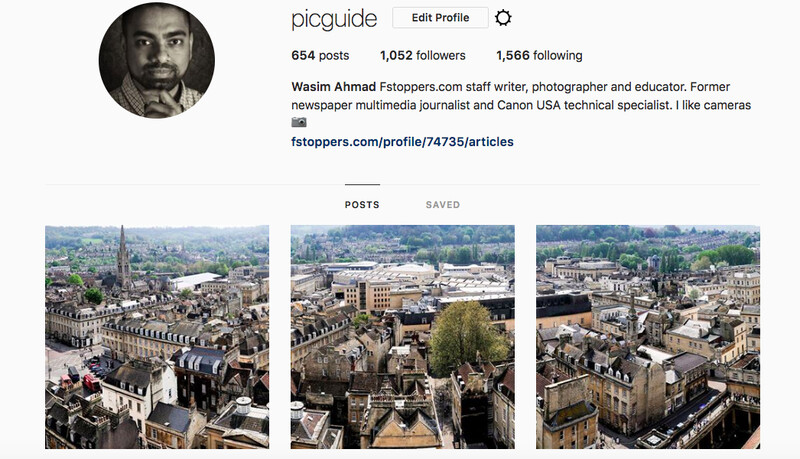 A grid of Instagram photos as it appears on a desktop computer. Much uglier with the big gaps than mobile.