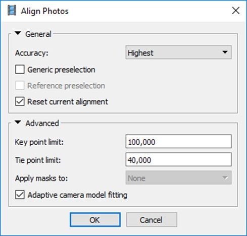 Photo alignment settings