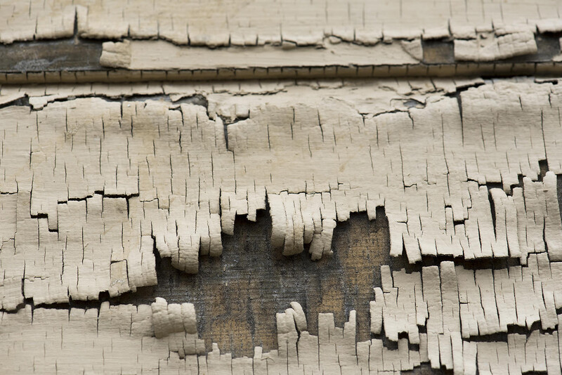 Peeling paint on the side of a house in Syracuse for a story about lead in paint.