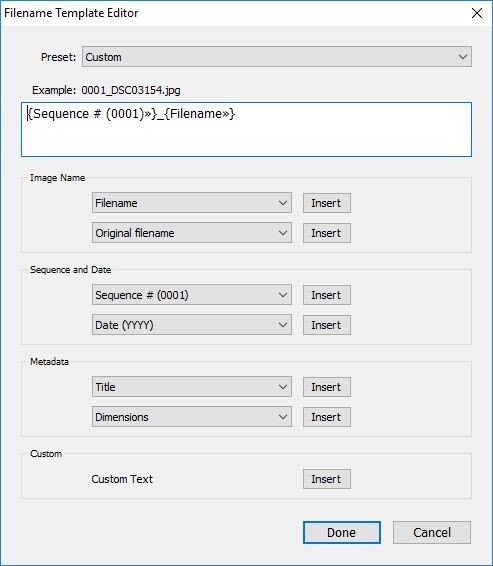 Filenaming for Export in Lightroom