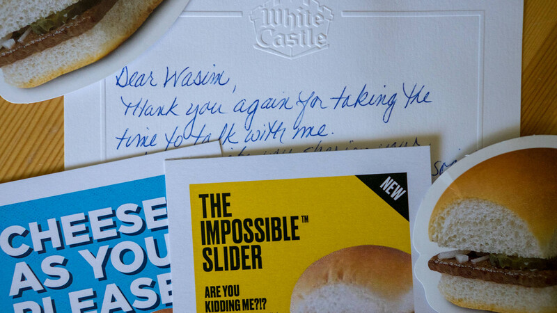 Coupons and a hand-written note from White Castle's Vice President of Marketing. A positive response after a social media interaction was handled poorly.