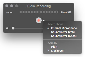internal microphone select quicktime