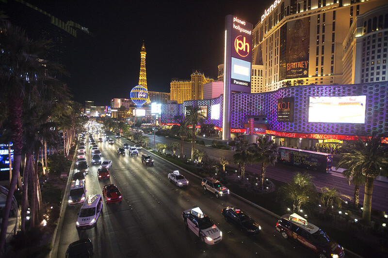 The Las Vegas Strip with a fast shutter speed.