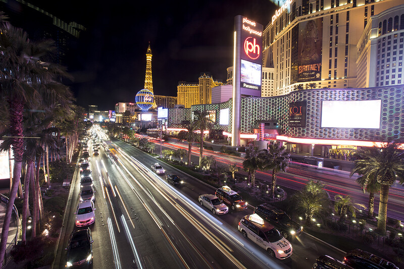 The Las Vegas Strip with a slow shutter speed.