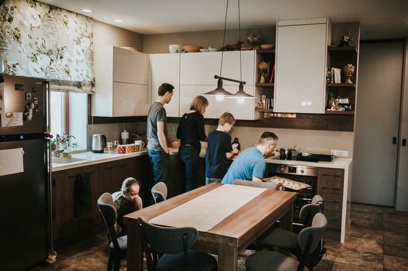 A family cooking together