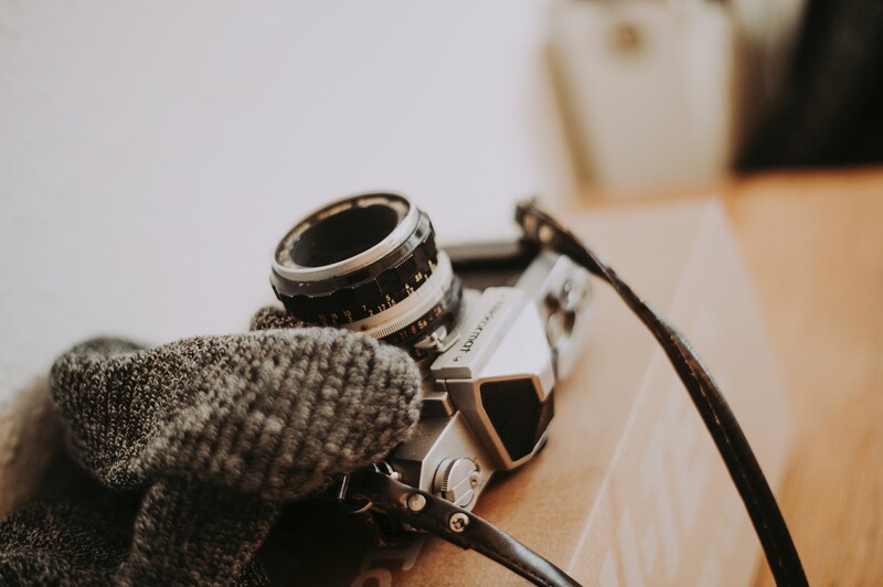 Film camera on a table.