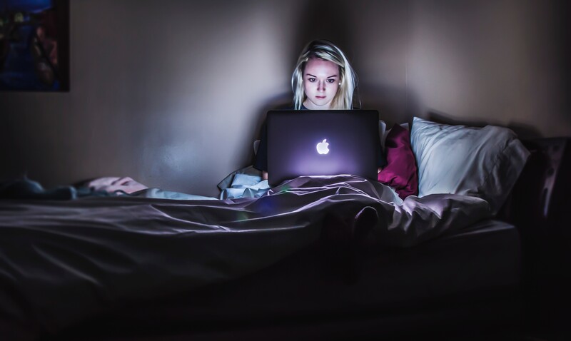 Woman can't sleep because of Instagram addiction