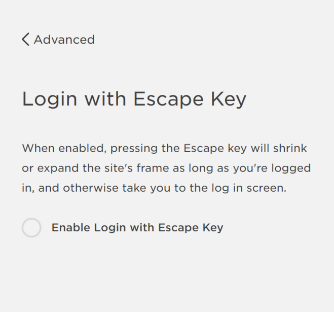 Squarespace Escape Key Login Toggle