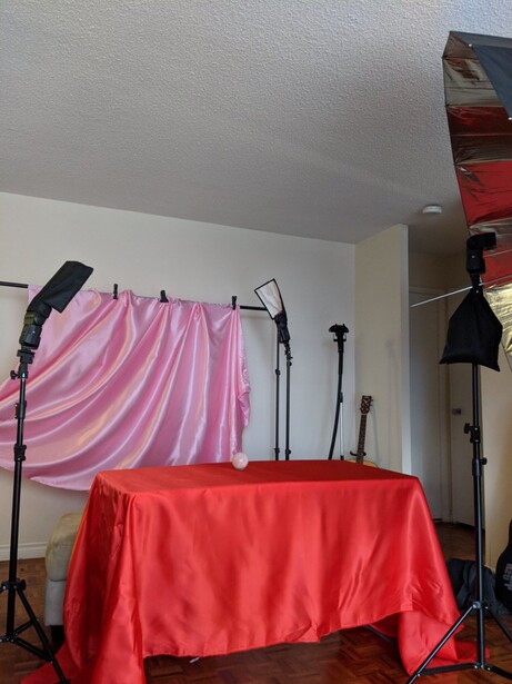 The lighting setup for the photoshoot with Mango Sassi