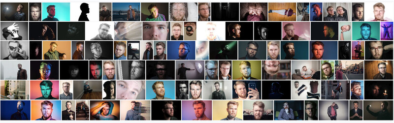 Collage of all 100 portraits in 100 days